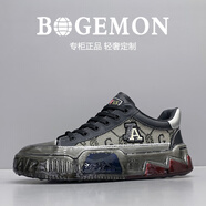 BOGEMON【輕奢定制 限量款】專柜同款手工凝膠工藝頭層牛皮休閑定制男鞋 黑色 38 （標(biāo)準(zhǔn)歐碼皮鞋碼）
