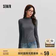森馬（Semir）長袖T恤女半高領(lǐng)吸濕發(fā)熱抗菌2024冬緊身抓絨打底衫109724101001