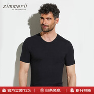 Zimmerli上衣 PURENESS男手工針織圓領(lǐng)短袖T恤衫700-1339瑞士進(jìn)口 黑色_086 S 165 80