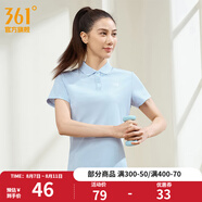 361度運(yùn)動(dòng)翻領(lǐng)t恤2025年春夏季新款休閑透氣短袖情侶POLO衫 【女款】凝霧藍(lán) L