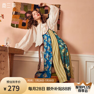兩三事梵高系列 春日回信 早春新款優(yōu)雅印花拼布雪紡吊帶連衣裙女 花色預(yù)售 S