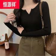 恒源祥羊·毛加絨加厚低領(lǐng)打底衫女秋冬保暖毛衣內(nèi)搭修身顯瘦長袖針織衫 黑色 均碼