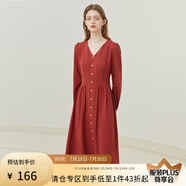 范思藍(lán)恩23FS11290V領(lǐng)長(zhǎng)袖連衣裙春秋裝女新款收腰顯瘦裙子 珊瑚紅 S