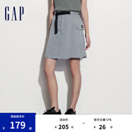 Gap女裝夏季工裝口袋松緊腰A字戶外風(fēng)短裙465785 灰色 165/66A(M) 亞洲尺碼