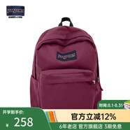JANSPORT杰斯伯書(shū)包輕便雙肩包男女旅行包簡(jiǎn)約背包電腦包學(xué)生校園 4QUE04S深紫酒紅-側(cè)袋+隔層
