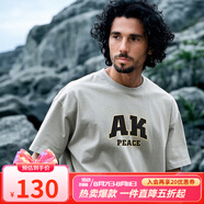 AKSERIES25新款復(fù)古印花短袖男圓領(lǐng)T恤男士上衣半袖內(nèi)搭衣服AK男裝2500505 淺灰 M