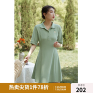 獨束【長短可選】大碼女裝POLO領(lǐng)連衣裙夏新款微胖mm遮肉顯瘦 綠色 L
