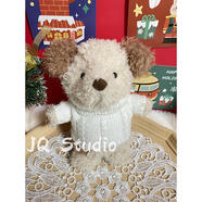 Jellycat原裝jellycat頑皮卷毛潦草18cm小狗毛絨玩偶男娃娃衣圍巾毛衣眼鏡 高領(lǐng)白色毛衣不含娃 僅娃衣適合18cm小狗