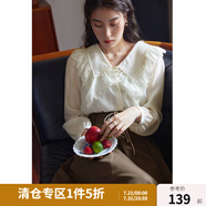 獨(dú)束大碼女裝溫柔仙氣減齡娃娃領(lǐng)襯衫女春季新款微胖mm輕盈甜美小衫 奶霜白 M （尺碼：1）