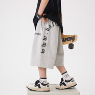 寶貝亨亨;BABY HH男童夏季直筒五分運動(dòng)工裝短褲2025新款青少年兒 淺灰色 120 cm