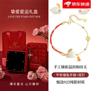 匆匆那年（Congcongnanian）【新品】和田玉純銀手鏈女生款本命年紅手繩轉運情人節生日禮 平安福祿兔手鏈+耳釘+摯愛(ài)星運禮