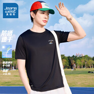 真維斯男裝2025夏季新款 防曬速干防曬帆船英文圓領(lǐng)休閑短TKC 黑色2011 M 175/96A