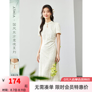 梵希蔓新中式國風(fēng)提花連衣裙女2025年春夏季水滴立領(lǐng)氣質(zhì)旗袍裙子 M7352 杏色 L