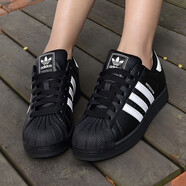 adidas阿迪達(dá)斯三葉草男鞋女鞋板鞋 25夏季新款情侶金標(biāo)貝殼休閑鞋子女 黑色貝殼頭白標(biāo)JI0079&JH9977 37