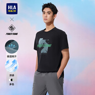 HLA海瀾之家短袖T恤男25夏季新款大碼涼感印花短袖男HNTBW2J130A 黑色花紋N7 S