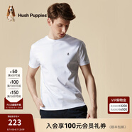 Hush Puppies暇步士男裝夏季男士純色圓領(lǐng)短袖T恤 白色-019 2XL