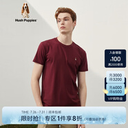 Hush Puppies暇步士男裝夏季純色百搭圓領(lǐng)短袖T恤 091深紅3 S