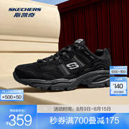 斯凱奇（Skechers）老爹鞋男子2025年春夏款復(fù)古潮流百搭厚底緩震休閑運動 51241-BBK 全黑色 41