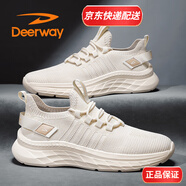 德爾惠男鞋新款百搭透氣休閑運動鞋男軟底舒適網(wǎng)面椰子跑步鞋簡約鞋子男 淺卡其141193350 41 運動鞋尺碼