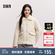 森馬（Semir）棉服女拼接毛絨翻領(lǐng)溫柔百搭2024冬季寬松棉衣復(fù)古風(fēng)109724112003