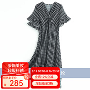 帕羅（PALUOPO）售完不補】清倉真絲連衣裙女裝顯瘦遮肚子夏季小個子桑蠶絲印花裙 ES21635YC L (165/88A)