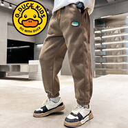 G.DUCKKIDS品牌童裝男童加絨加厚褲子秋冬季兒童燈芯絨褲帥氣男孩休閑長褲潮 卡其單褲 150