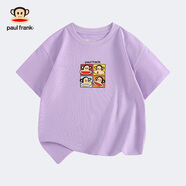 大嘴猴（paul frank）童裝兒童短袖T恤2025款男女童寬松舒適休閑純棉中大童上衣 056F紫色 140