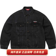SupremeSS25 WEEK8 Denim Trucker Jacket 胸前刺繡徽標口袋設計牛仔美式 黑色/Black S