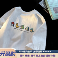 花花公子純棉短袖t恤男夏季簡(jiǎn)約寬松衣服潮流百搭重磅半袖高端t恤男短袖潮 白色(升級款) S 85斤至100斤可穿