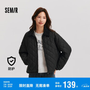 森馬（Semir）棉服女燈芯絨翻領(lǐng)菱形格復(fù)古2024冬三防寬松輕薄棉衣109724112007
