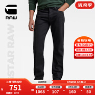 G-STAR RAW男士黑色Mosa彈力舒適寬松中腰直筒厚牛仔褲休閑舒適潮流D23692 漆黑 3330