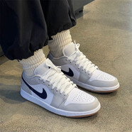 耐克（NIKE）男鞋女鞋秋冬季新款情侶休閑鞋平底低幫板鞋運動(dòng)籃球鞋子aj1 灰白色/淺灰 /Air Jordan 1 35.5 GS