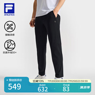 FILA 靈動(dòng)褲|斐樂官方男裝針織長褲2025夏季新款涼感防曬健身運(yùn)動(dòng)褲 深黑-BK XL 180/88A/XL