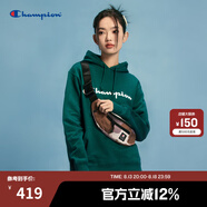 Champion【王俊凱同款】冠軍衛(wèi)衣男春秋基礎款棉質美式情侶連帽套頭衫上衣 綠色 M