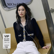 MO&Co.學(xué)院風(fēng)短款千金針織衫上衣女小香風(fēng)針織開衫針織衫女摩安珂 黑色-第2批 M 165