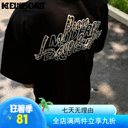 ICONS Lab300G重磅潮牌潮流短袖男美式t恤夏季新款字母半袖上衣服 DX067-黑色【重磅300g】 S 【建議70-90斤】