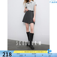 三彩2025春季新款miu系灰色收腰百褶裙半身裙A字短裙小個子M 深邃灰 S 155/64A