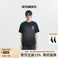 VETEMENTS正品 重磅啤酒印花寬松休閑純棉100%短袖t恤男女士夏高檔輕奢半袖 黑灰 M