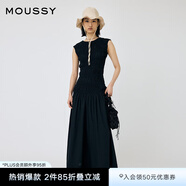 moussy 夏季新品優(yōu)雅氣質(zhì)重工不規(guī)則褶皺連衣裙010HA233-3831 020黑色 M