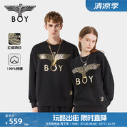 BOY LONDON【經(jīng)典款】冬情侶款logo圓領休閑百搭潮牌衛(wèi)衣N03909 黑色 經(jīng)典款 XL