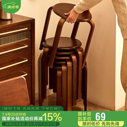 家逸凳子可疊放實木小板凳家用圓凳簡約換鞋凳餐椅子創(chuàng)意矮凳高腳凳