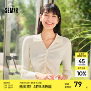 森馬針織衫女短款純色小心機(jī)抽繩24春季polo領(lǐng)修身毛衫顯瘦 奶白10501 155/80A/S