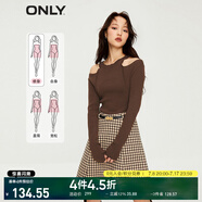 ONLY秋冬通勤風針織圓領(lǐng)修身A字短裙連衣裙女|123307022 H21 娜特亞黑白千鳥格 S 160/80A