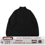 熊貓·本（ben.panda）2025毛衣上衣寬松版運(yùn)動(dòng)休閑風(fēng)百搭圓領(lǐng)純色 黑色 L