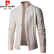 皮爾卡丹（pierre cardin）小眾設(shè)計(jì)2025冬季新款男士麻花開(kāi)衫毛衣外套針織衫歐美風(fēng)毛線(xiàn)衣潮 米白色 M