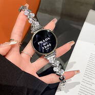 添賦適用小米手表watch s4表帶女款41mm施華洛鋼帶腕帶xiaomi watch s4皮質(zhì)18mm女款四葉草替換帶配件 【施華洛】半鉆愛(ài)心水晶鏈-銀色 小米S4-41mm表盤(pán)-18mm