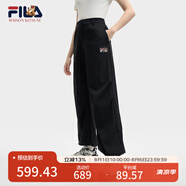 FILA 韓素希同款|斐樂官方女裝小狐貍梭織長褲2025夏季新款時尚收口褲 傳奇藍-NV M 165/66A/M