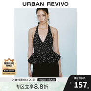 UR2025春季新款女裝法式波點掛脖系帶露背吊帶衫UWG250024