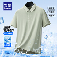 羅蒙（ROMON）冰爽涼感短袖t恤男翻領(lǐng)夏季新款速干半袖polo中青年商務(wù)百搭T恤男 淡綠 2XL （建議150-165斤）