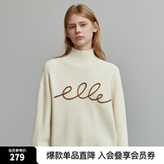 ELLE法式設(shè)計(jì)感慵懶風(fēng)軟糯毛針織衫女2023冬裝新款寬松顯瘦毛衣 米黃色 L